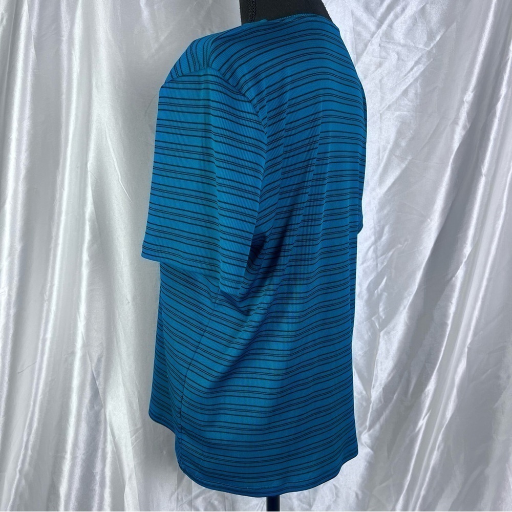 Vintage Y2K Electric Blue Rib Knit Stripe Baby Tee XXL 90s Grunge Stretch Top - Picture 6 of 9